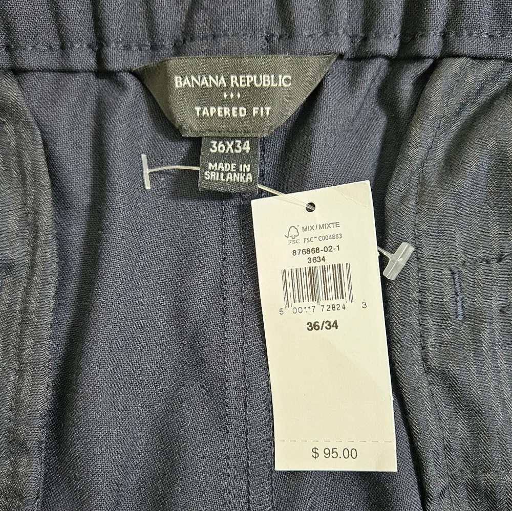 Banana Republic NWT Mens Tailored Trouser Stretch Waist‎ Preppy 36X34 Blue